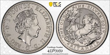 2017 £2 S-BF7A Britannia 20th Anniv. Edge Lettering MS67