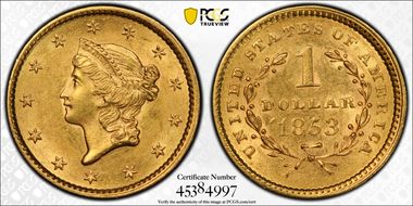 1853 G$1 AU58