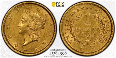 1854 G$1 Type 1 AU55