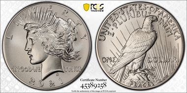 2021 $1 Peace Dollar 100th Anniversary MS69