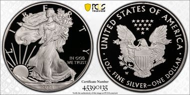 2021-W  $1 Silver Eagle - Type 1 PR70DCAM