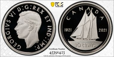 2021 10C 100th Ann. Bluenose Ag Emanuel Hahn Design PR69DCAM