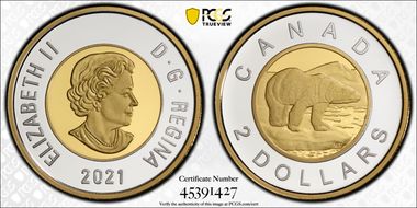 2021 $2 Polar Bear Selective Gilt PR70DCAM