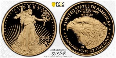 2021-W $5 Gold Eagle - Type 2 PR70DCAM
