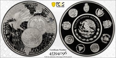 2010-Mo 5 Peso Peso Del Caballito Monedas Historicas PR70DCAM