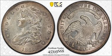 1834 50C O-119 Small Date, Small Letters AU53