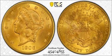1906 $20 MS66
