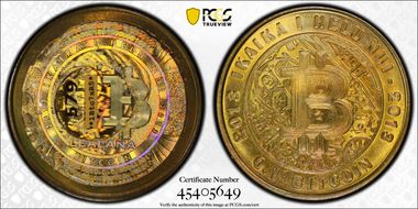 2013 .1 BTC Redeemed Lealana Brass Bitcoin MS67