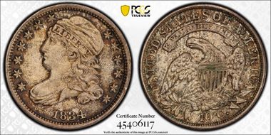 1834 10C Large 4 MS65