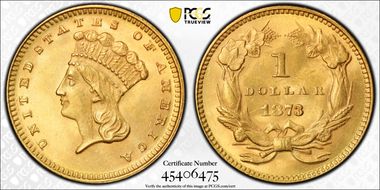 1873 G$1 Open 3 MS64