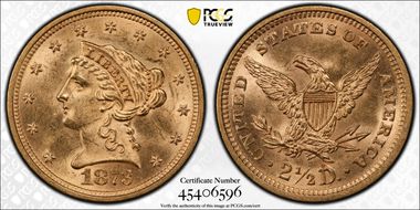 1873 $2.50 Open 3 MS63