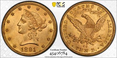 1891-CC $10 MS63+