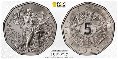 2019 € 5 Joy of Life Ag MS70