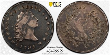 1795 $1 Flowing Hair, 3 Leaves XF40