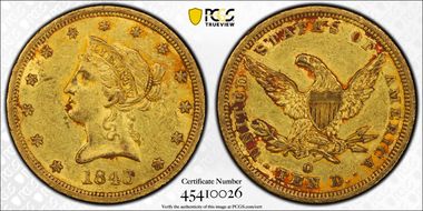 1843-O $10 AU55