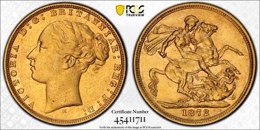 1872-M Sov S-3857 St. George AU55