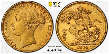 1874-S Sov S-3858A St. George AU55