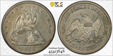 1852-O 50C WB-1, Large O XF45