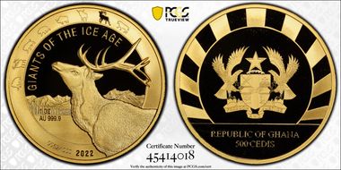 2022 500 Cedis Giants of the Ice Age - Reindeer PR70DCAM