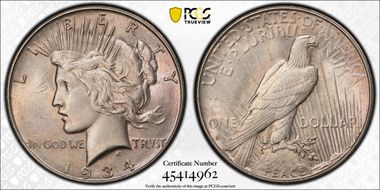 1934-D $1 AU58
