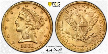 1881 $5 MS63