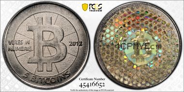 2012 5 BTC Casascius Bitcoin, Redeemed MS67