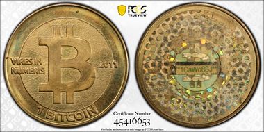2011 1 BTC Casascius Bitcoin, Redeemed MS65