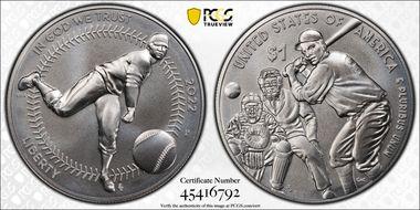 2022-P $1 Negro Leagues Baseball First Strike MS70