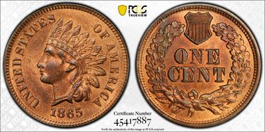 1865 1C Fancy 5 MS64RB