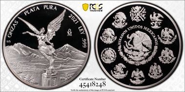 2021-Mo 5 Onza Libertad Ag PR69DCAM