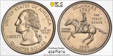 1999-D 25C Delaware MS65