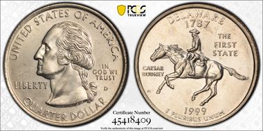 1999-D 25C Delaware MS66