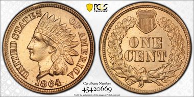 1864 1C Copper-Nickel N1