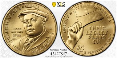 2022-W $5 Negro Leagues Baseball First Strike MS70