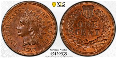 1871 1C Shallow N, FS-901 MS63BN