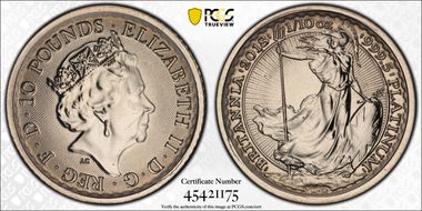 2018 £10 Britannia 1/10oz Pt MS66