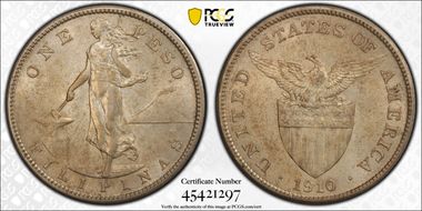 1910-S Peso KM-172  Ag MS62