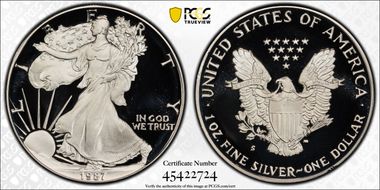 1987-S $1 Silver Eagle PR69DCAM
