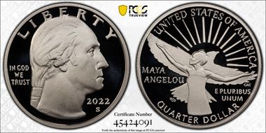2022-S 25C Maya Angelou-Silver PR70DCAM