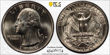 1990-D 25C MS65