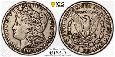1901 $1 VAM 3, Shifted Eagle, DDR VF30