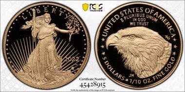 2022-W $5 Gold Eagle First Strike PR69DCAM