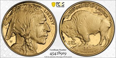2022-W $50 American Buffalo .9999 Fine Gold First Strike PR70DCAM