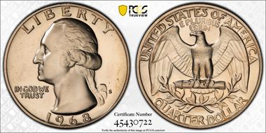 1968-S 25C Type F Reverse, FS-902 PR67