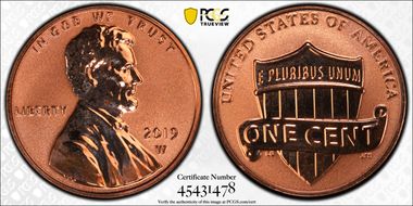 2019-W 1C Shield - Reverse Proof PR67RD