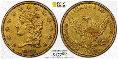 1834 $2.50 Classic AU50