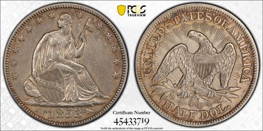 1853 50C Arrows & Rays N1