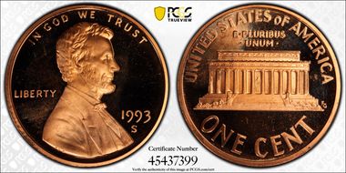 1993-S 1C PR67DCAM