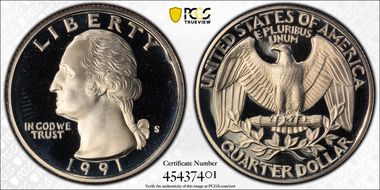 1991-S 25C PR68DCAM