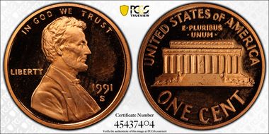 1991-S 1C PR67DCAM
